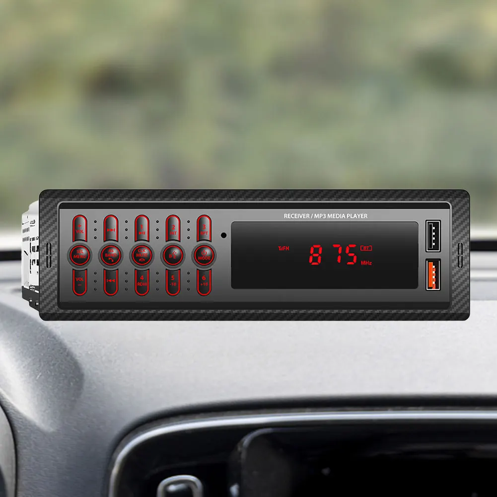 

12V FM Radio Handsfree Call Bluetooth-compatible Car Audio LED Backlight Digital Radio Touch Screen USB Charging Remote Control