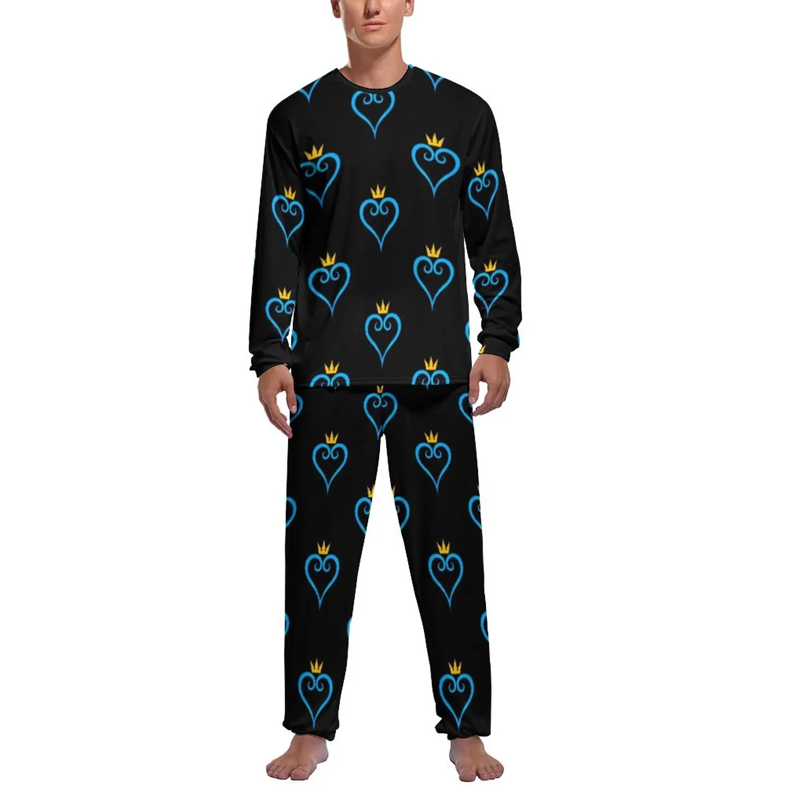 Kingdom Hearts Pajamas Winter 2 Pieces Final Fantasy Print Cool Pajama Sets Male Long-Sleeve Bedroom Design Nightwear