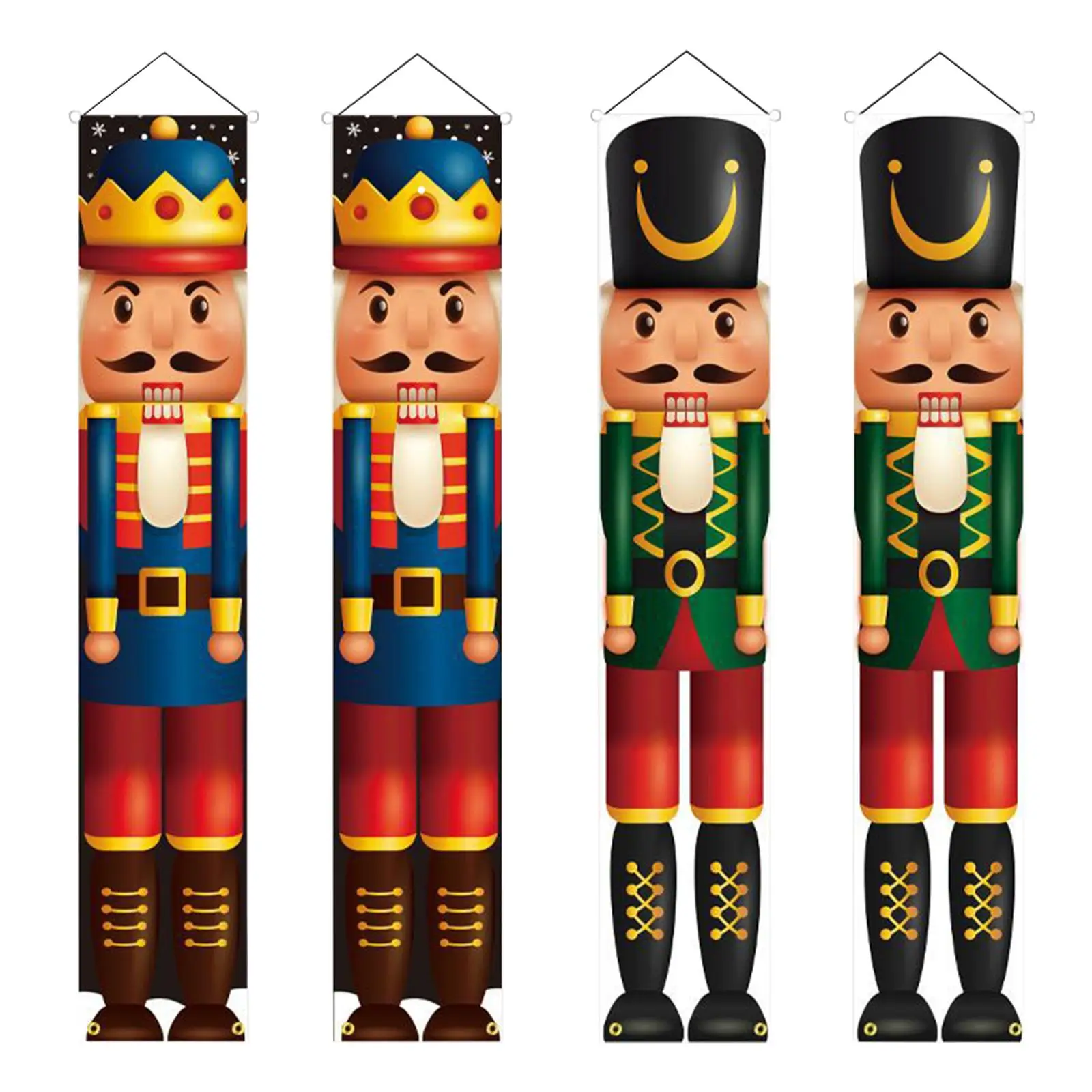 

2x Nutcracker Banners, Christmas Signs Porch Sign for Holiday Garden Yard New Year Indoor