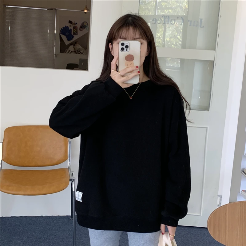 

5759 Fall/winter 2021 new college style loose pullover round neck jacket long sleeve sweatshirt