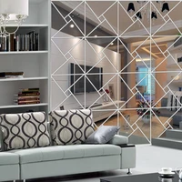 4pcs self adhesive 3d mirror wall stickers square acrylic wall decal elevator bedroom living room tv background home decoration