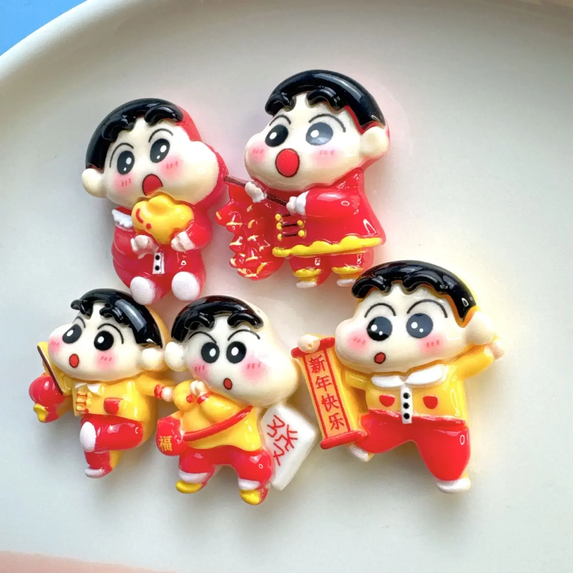 5 шт. милый красный мелок Шин Чан из смолы с плоской задней частью принадлежности