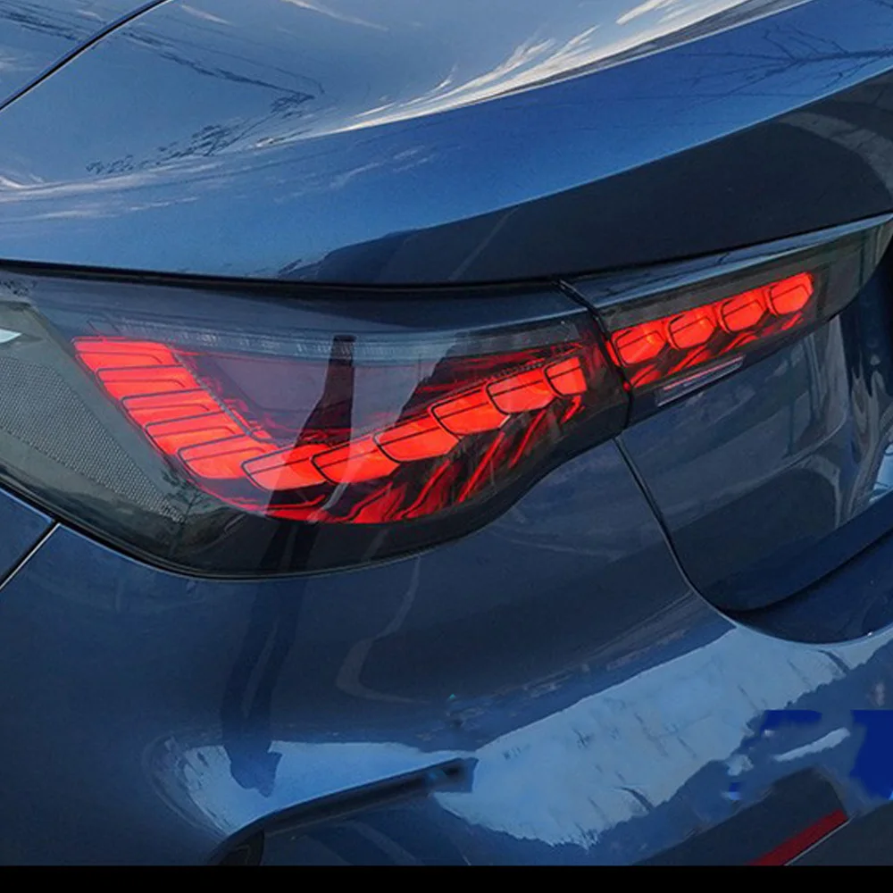Фото Для BMW 4 серии G22 G82 2020-2023: Обновленные задние фонари в сборе, светодиодные динамические указатели поворота с эффектом запуска, стиль «Драконья чешуя» №4