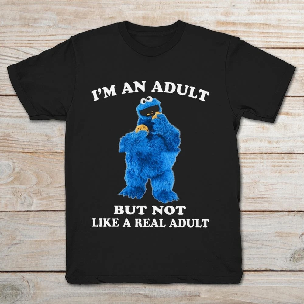 

Летняя мужская футболка с коротким рукавом, бренд Cookie Monster Im An для взрослых, но не как настоящая, 2019