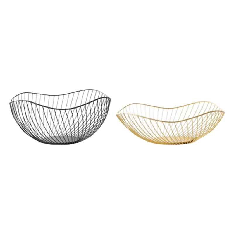 

2 Pcs Irregular Desktop Fruit Basket Kitchen Iron Snacks Storage Basket Drainer Fruit Plate Table Sundries Organizer