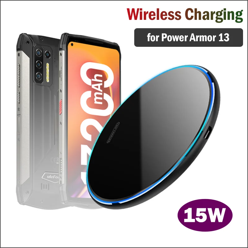 15W Fast Wireless Charger for Ulefone Power Armor 13 Rugged Phone Wireless Charging Pad for Ulefone Armor 14/14 Pro/14 Pro Max