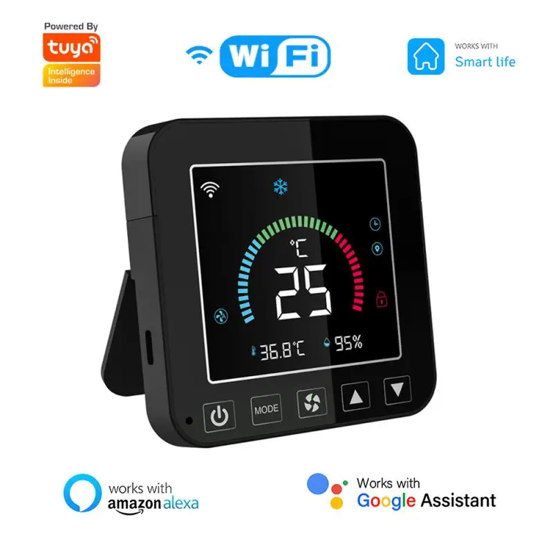 

Термостат Tuya с Wi-Fi и датчиком температуры и влажности, кондиционер с питанием от USB и сенсорным ЖК-экраном, домашний помощник по автоматизации