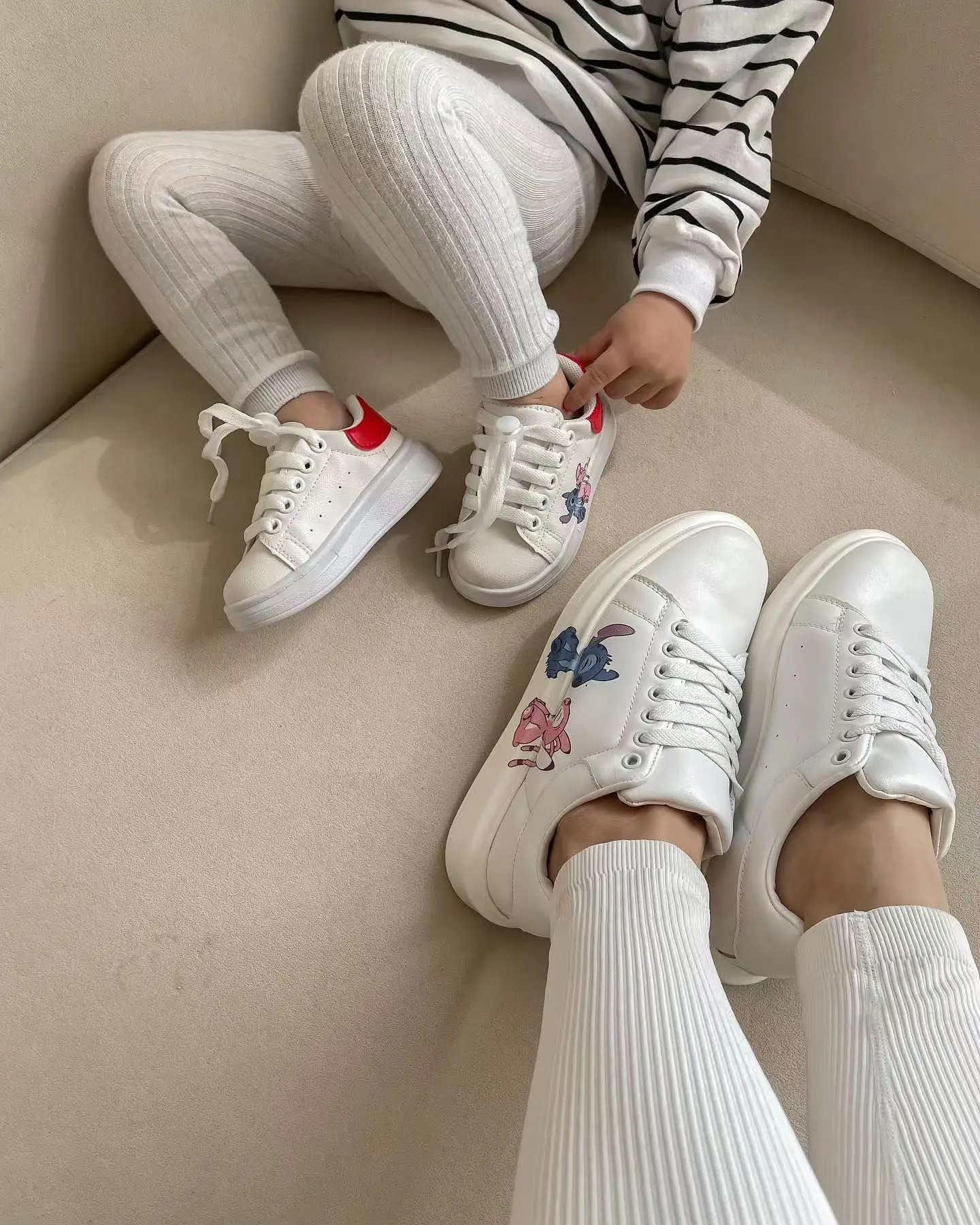 Disney Stitch Children Cartoon Girl Student Soft Soft Casual Shoes Sports Shoes Student Running Shoes Size