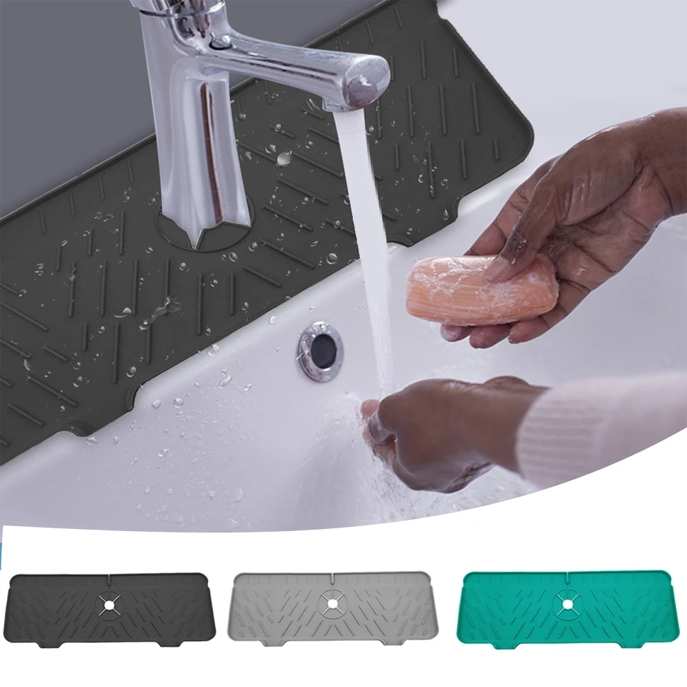 

Silicone Kitchen Faucet Drain Pad Sink Splash Mat Countertop Protection Absorbent Guard Water Catcher Reusable Drying Pads
