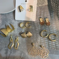2022 trendy fashion vintage earrings for women girl big geometric statement gold metal drop earrings gifts jewelry accessories