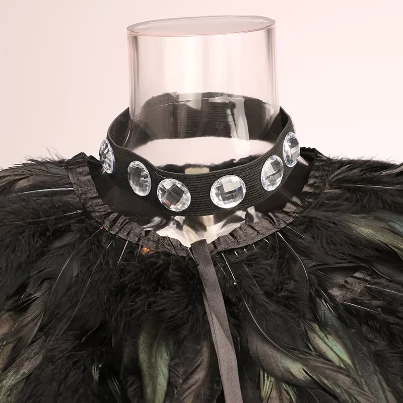 New in Peacock Feather Cape Coat Women Elegant Short Paragraph Props Dance Fur Vest Waistcoat Shawl High-grade Vest Jacket y2k v