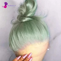 light green colored human hair 150 density wigs brazilian virgin wigs pre plucked bleached knot for black women