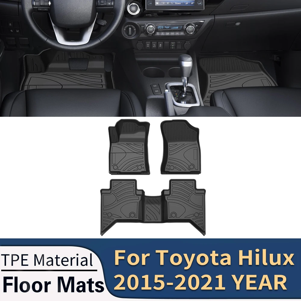 

Автомобильные коврики для Toyota Hilux 2015-2023 LHD RHD, автомобильные коврики, коврики для ног из ТПЭ для любой погоды, коврики без запаха, коврик для по...