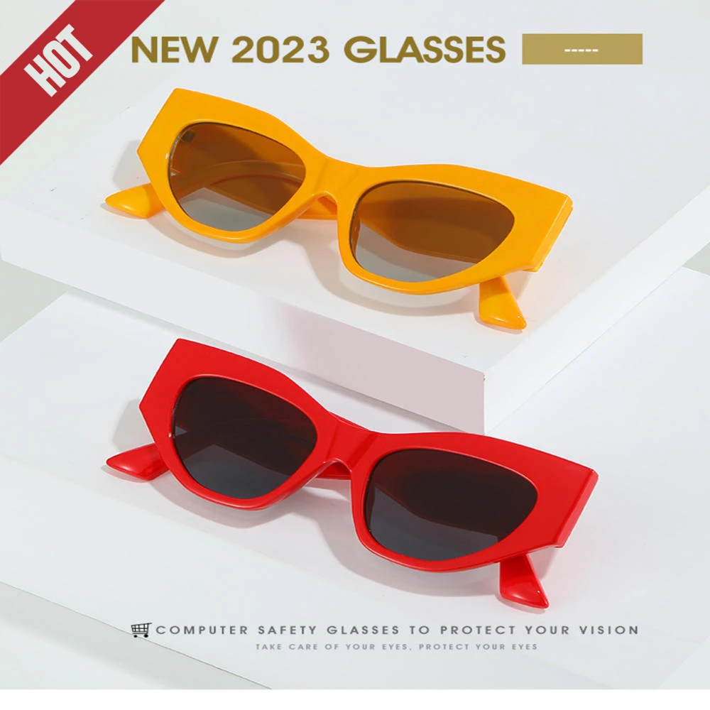 

KLASSNUM 2023 Cat Eye Sunglasses Women Fashion Vintage Female Shades Luxury Brand Designer Sun Glasses Men Small Frame Glasses