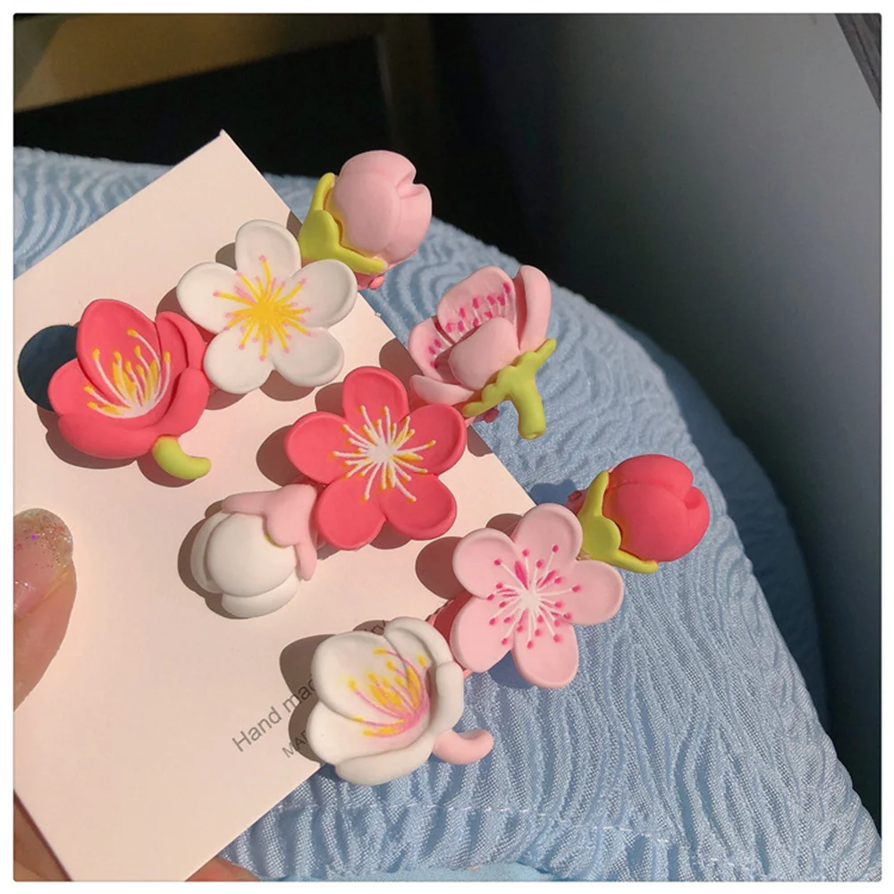 Ful 3d Sakura Hairpin For Women Girl Cute Pink Flower Hair Clip Sweet Korean Style Barrettes Daily Hair Accessories