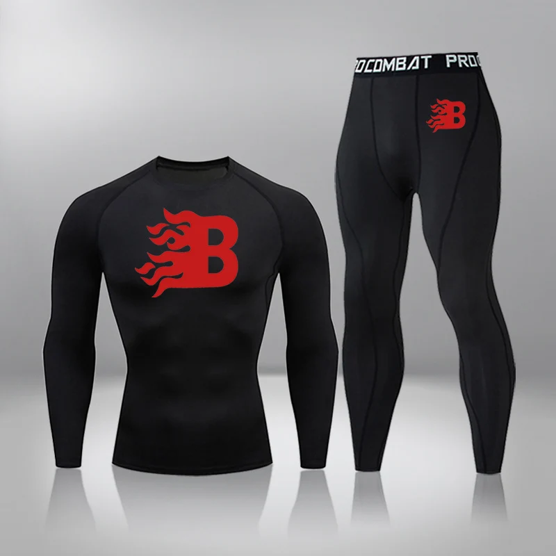 

Men Gym Long Johns Rashguard Clothes Running Set Men's Compression Sport Thermal Underwear Tracksuits Joggers Training Fitness