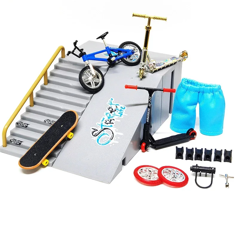 

Tech Finger Scooter Two Wheel Mini Skateboards Ramp Parts Sets Finger BMX Fingertip Bikes Fingerboard Skate Deck Novelty Toys