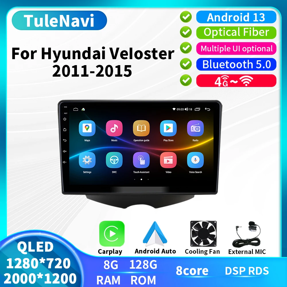 

Автомобильный радиоприемник, стерео головное устройство Android13 для Hyundai Veloster FS 2015 2014 2013 2012 2011, мультимедийная навигация, GPS, беспроводной Carplay