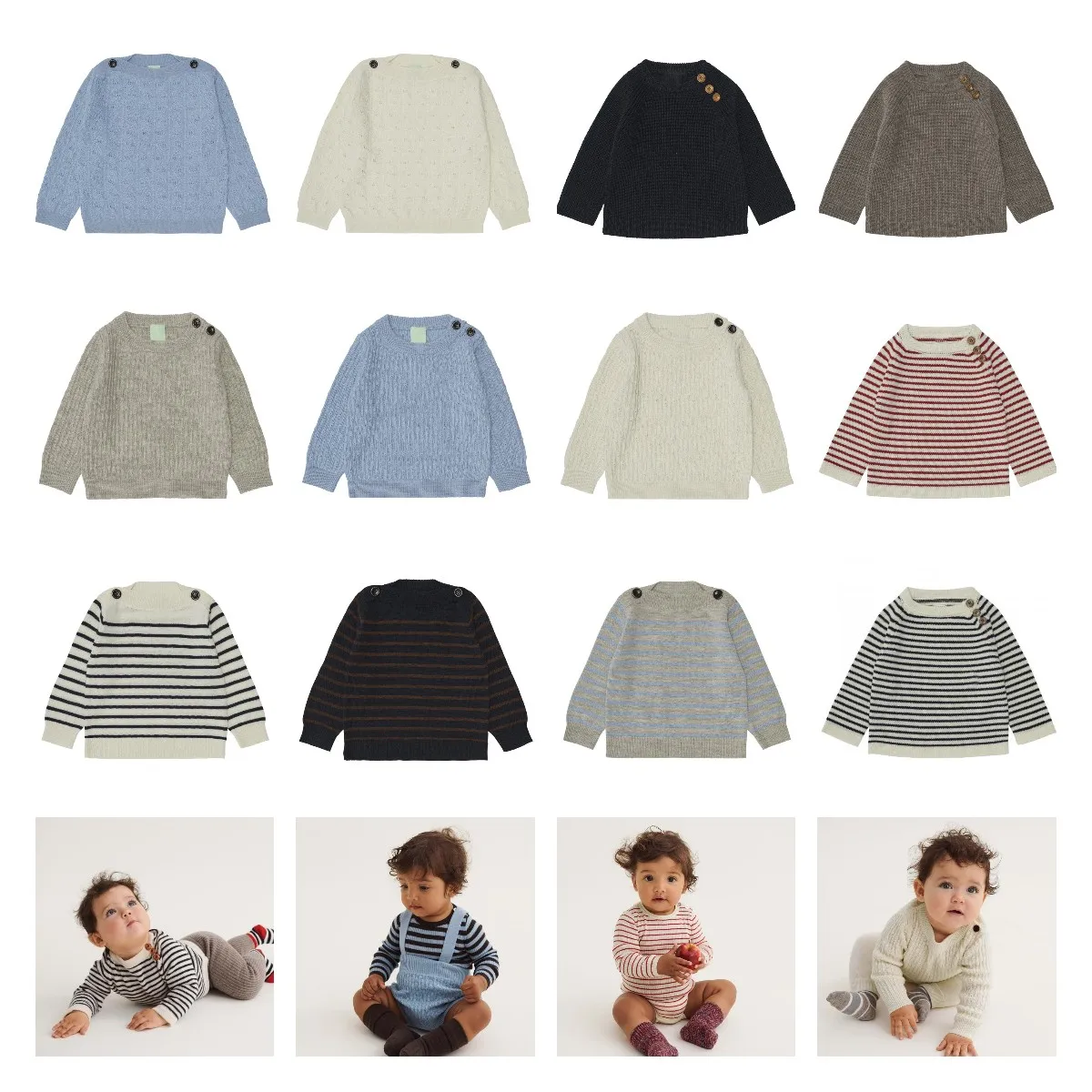 

Ins Kids Sweater 23 New Autumn/winter Danish FUB Baby Boys and Girls Wide Striped Long-sleeved Pullover Sweater