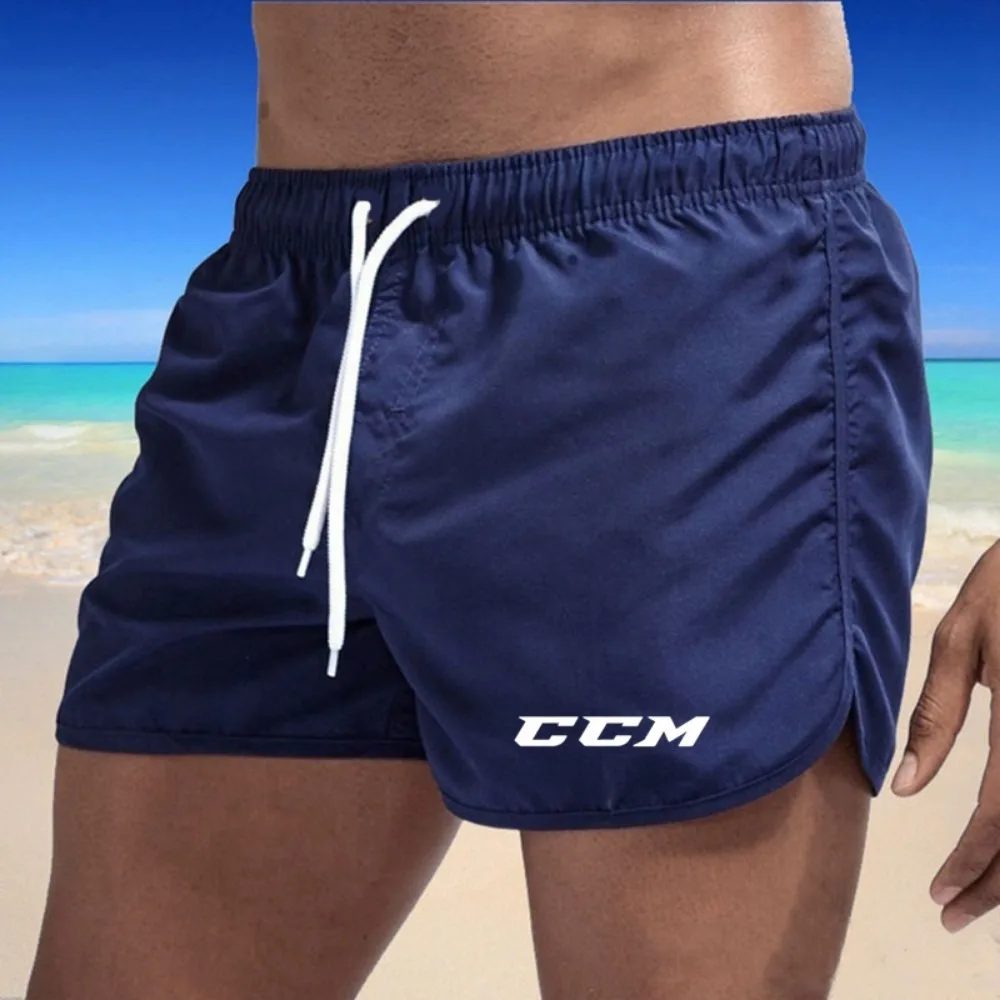 

CCM Брендовые мужские эластичные плавки, быстросохнущие пляжные шорты, боксеры на шнурке, трусы для футбола, тенниса, тренировочные шорты
