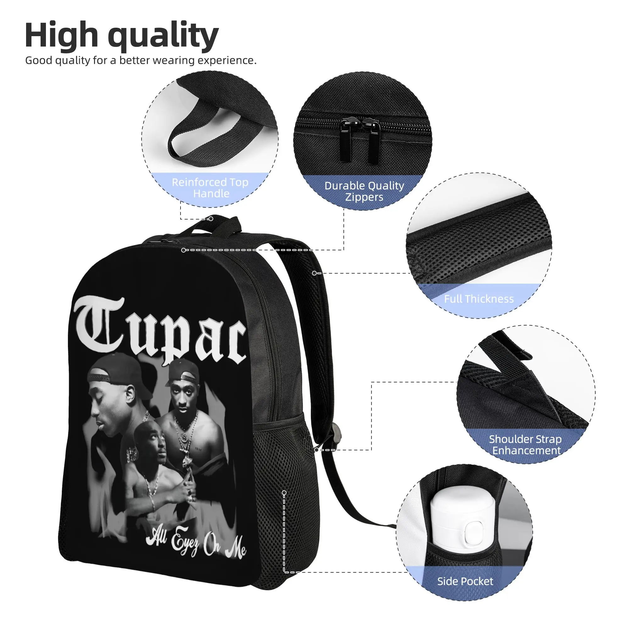 Фото Популярный рюкзак с изображением рэпера 2Pac для мужчин и женщин, стильный рюкзак для школы, походов, путешествий, повседневный рюкзак, холщовая сумка с Тупаком, подарок №4