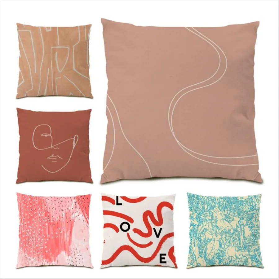 

Throw Pillow Covers Geometric Gift Cushion Cover 45x45 Decoration Home Modern Living Room Decoration Sofa Polyester Linen E0401