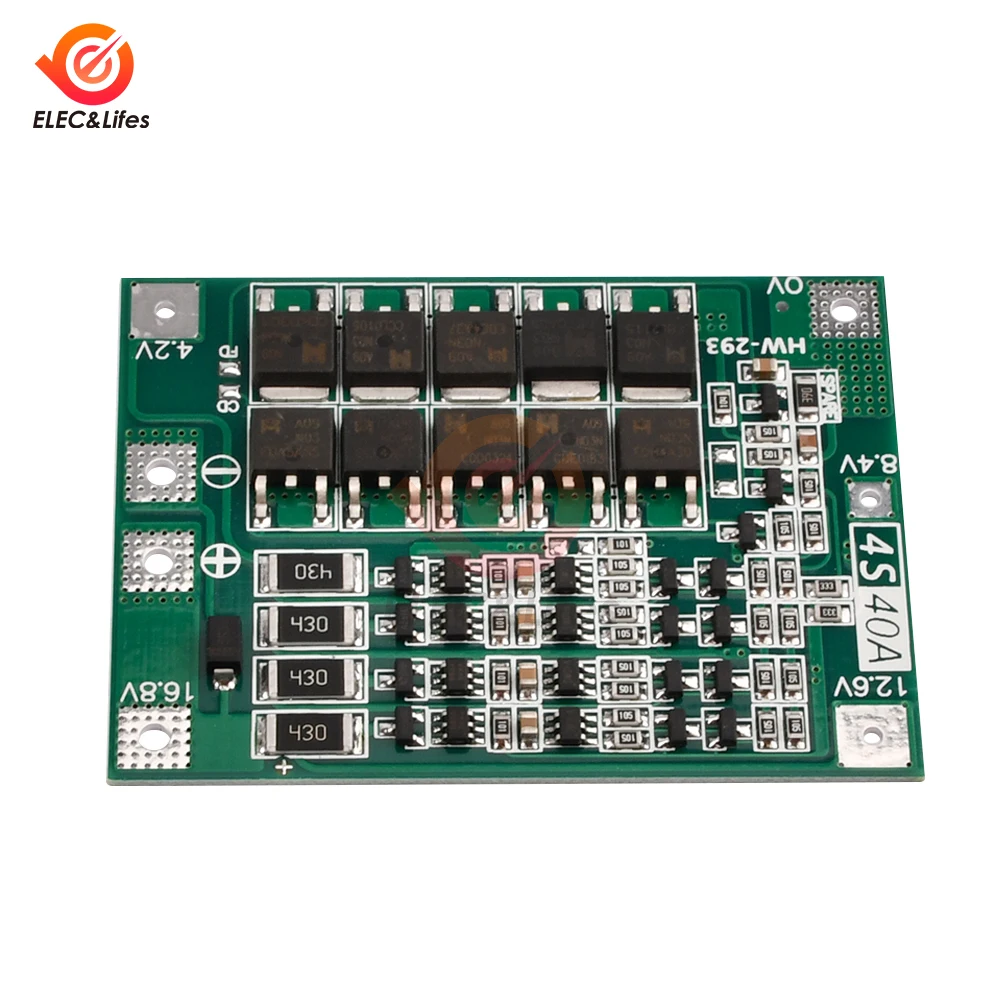 4S 16 8 V 40A Защитная плата зарядного устройства литий-ионной батареи 18650 BMS для