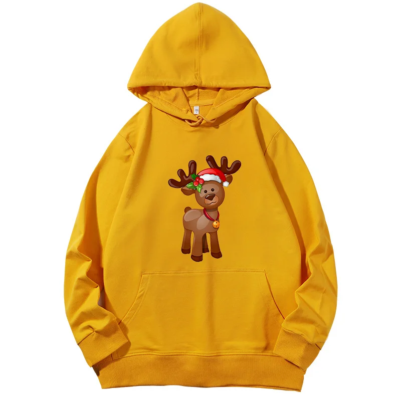 Cute Christmas Reindeer christmas sweatshirt woman fashion Unisex graphic Hooded sweatshirts cotton Spring Autumn Women sweater