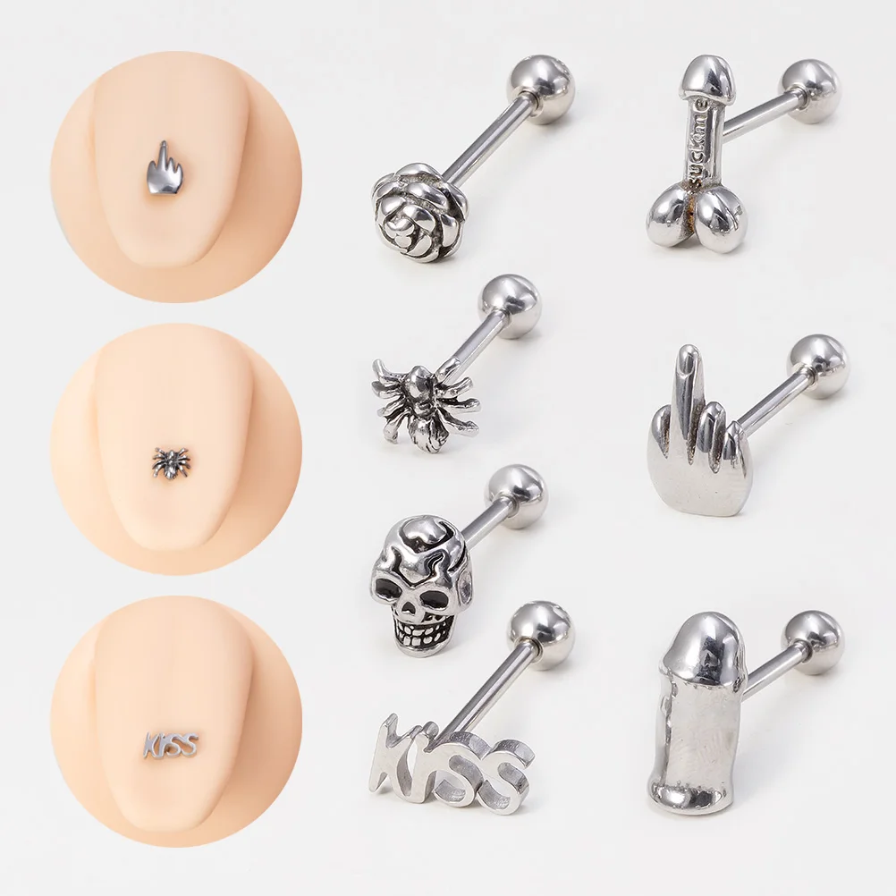 Штанги для языка 1 шт. хирургические кольца из нержавеющей стали с надписью на