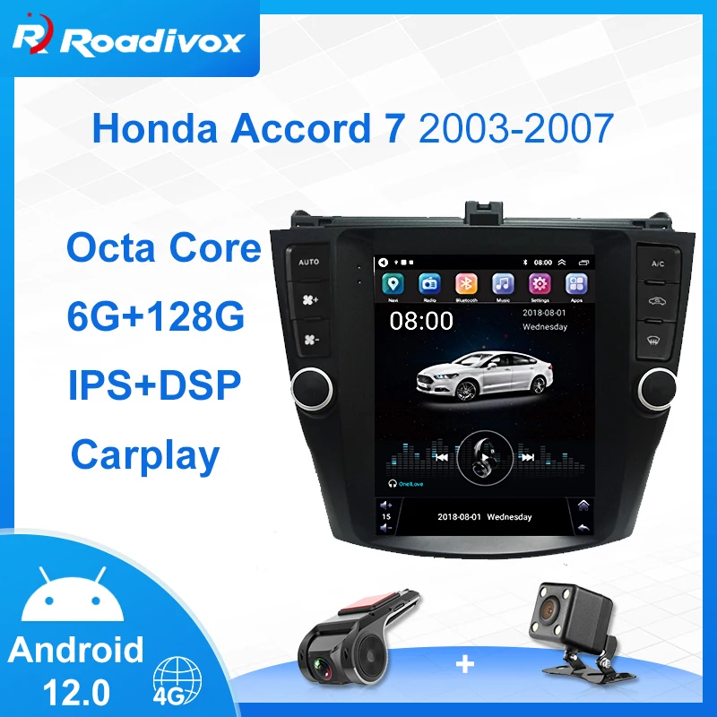 ROADIVOX 9 7 &quotAndroid 12 0 экран Tesla Style Автомобильное радио для Honda Accord 2003-2007 GPS-навигация