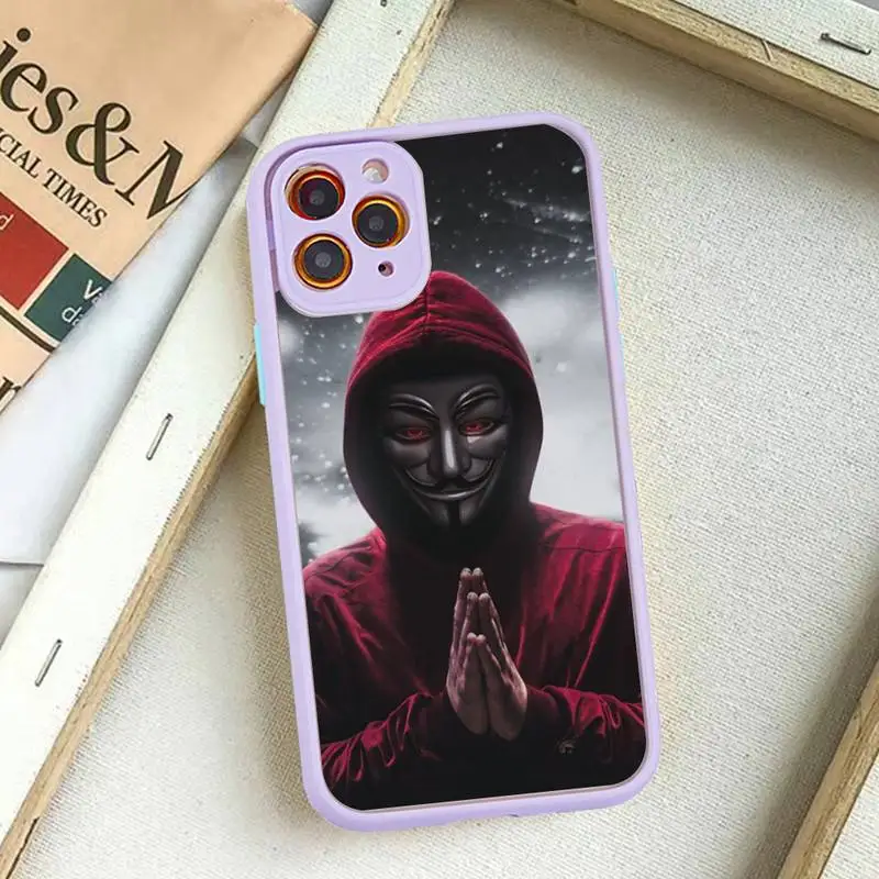 A-Anonymous Phone Case for iPhone 14 11 12 13 Mini Pro Max 8 7 Plus X XR XS MAX Translucent Matte Cover