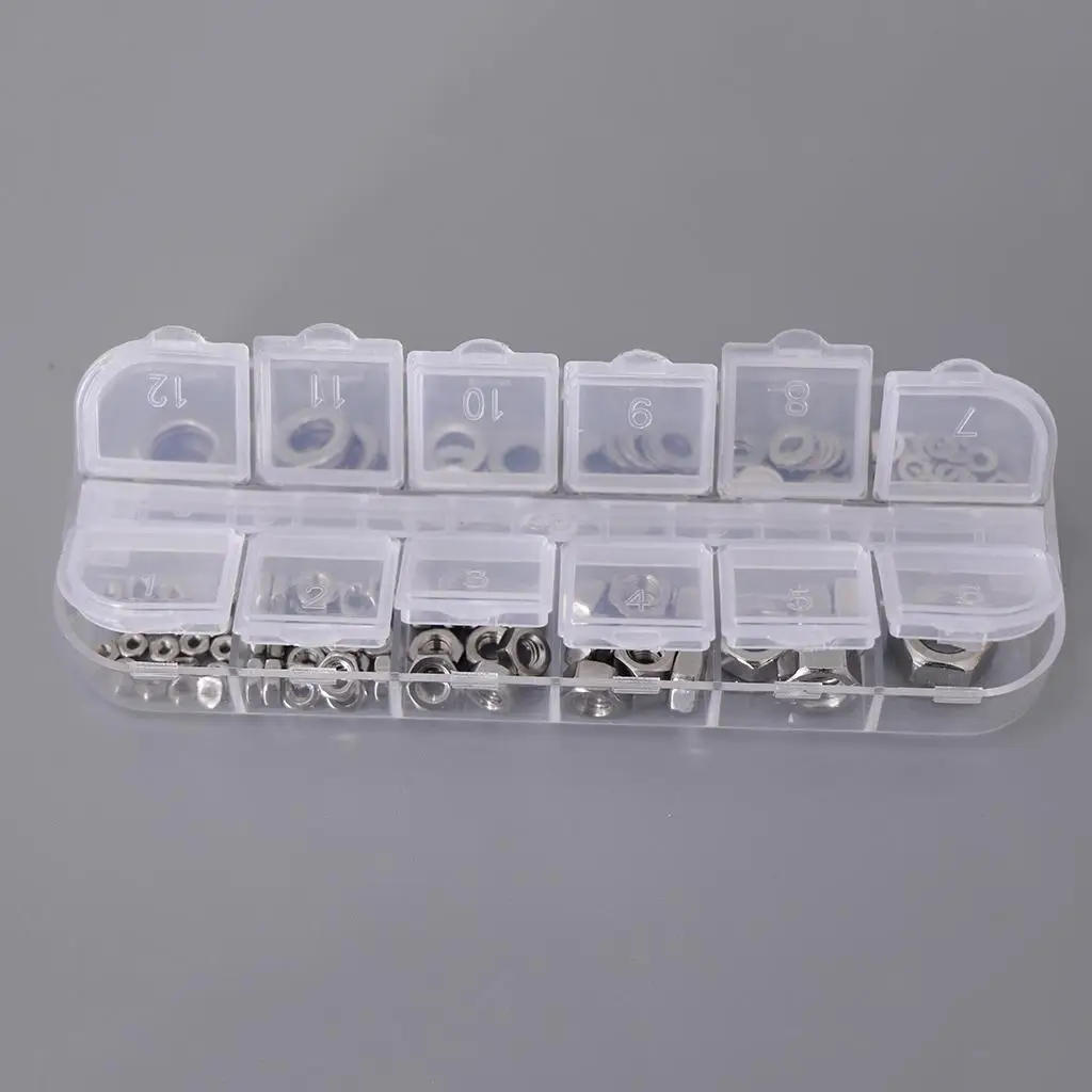

137PCSM2,M3,,M5,M6,M8 Hex Nuts Flat Washer with Storage Box