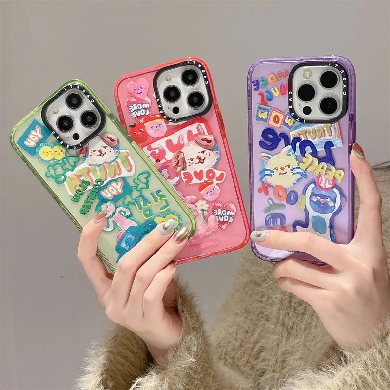 

CASETIFY Cartoon Doodle Cat & Dog Phone Cases For iPhone 14/13/12/11/X/XR/XS 14/13/12/11 Pro Max XS MAX Shockproof Soft Cover