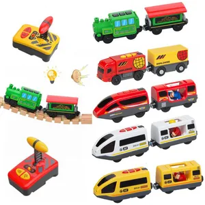 New Kids RC Electric Train Locomotive Magnetic Train Diecast Toy Fit for Wooden Train Railway Track 