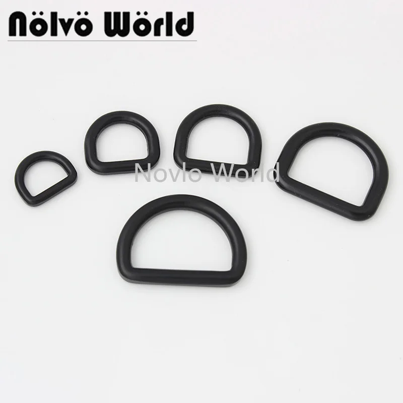 

10-50 pieces Dark black 5 size 13-15-19-25-30mm welded d ring cast solid dee rings for bag purse dog pets collar straps sewing