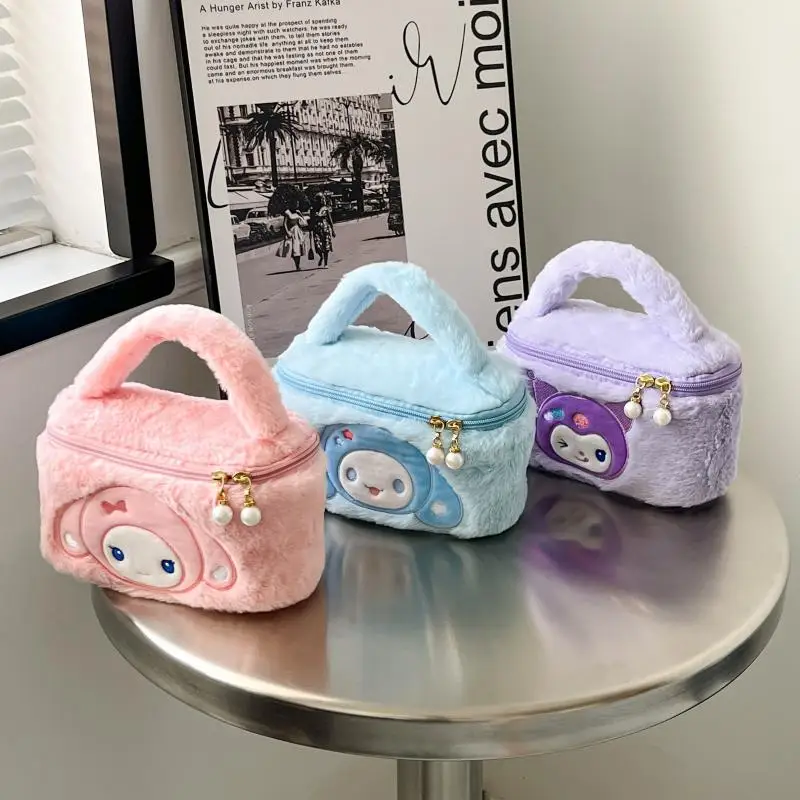 

Sanrio Mymelody Kuromi Cinnamoroll мультяшная прекрасная вместительная сумка для хранения косметичка для девушек портативная плюшевая сумка