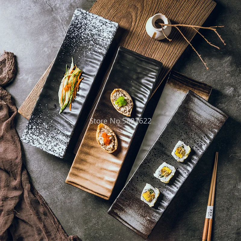 

Тарелка для суши, японская кухня, плоская тарелка, прямоугольная керамическая тарелка, домашняя обеденная тарелка для отеля, ресторана