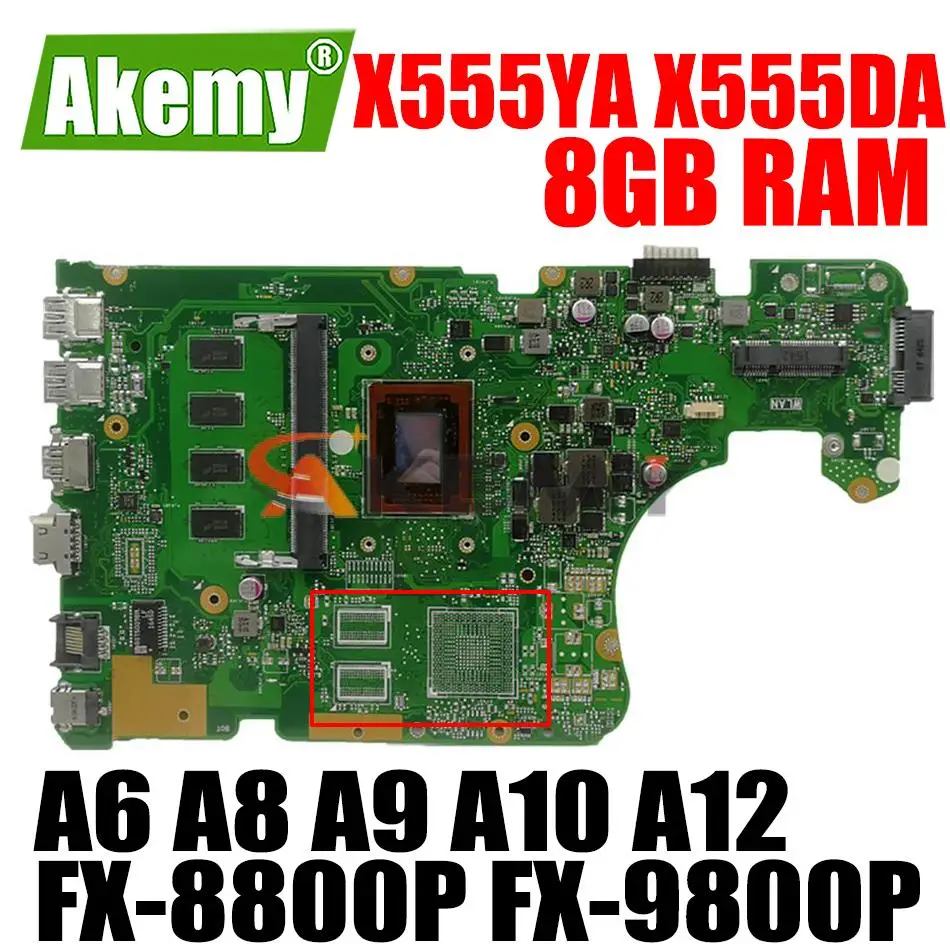 

Материнская плата X555YA X555DA, 8 Гб ОЗУ, A6 A8 A9 A10 A12