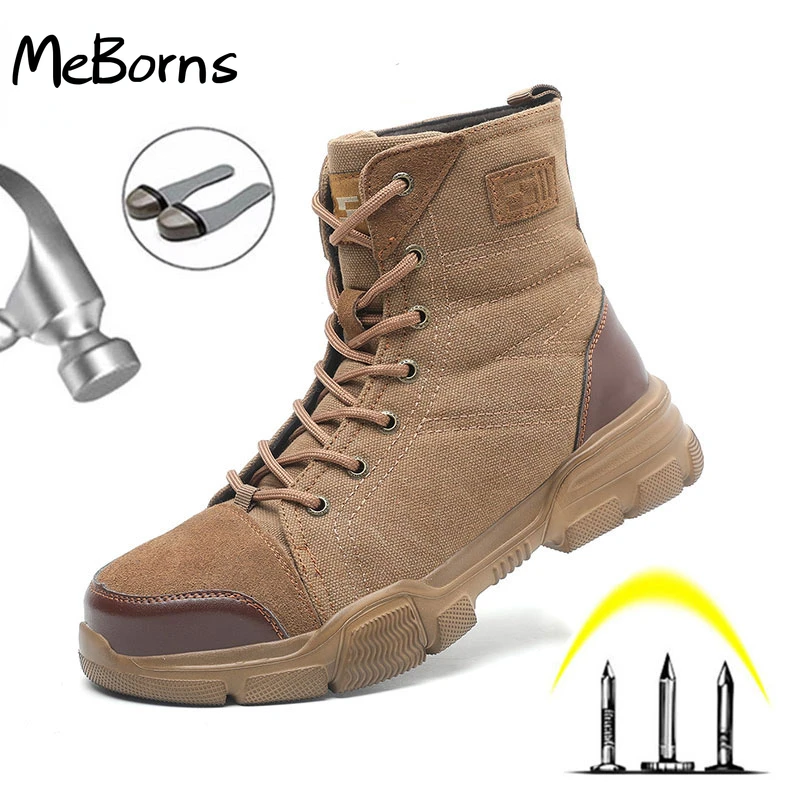 

Steel Toe Boots for Men Military Work Boots Indestructible Work Shoes Desert Combat Safety Boots Army Safety Shoes 36-48