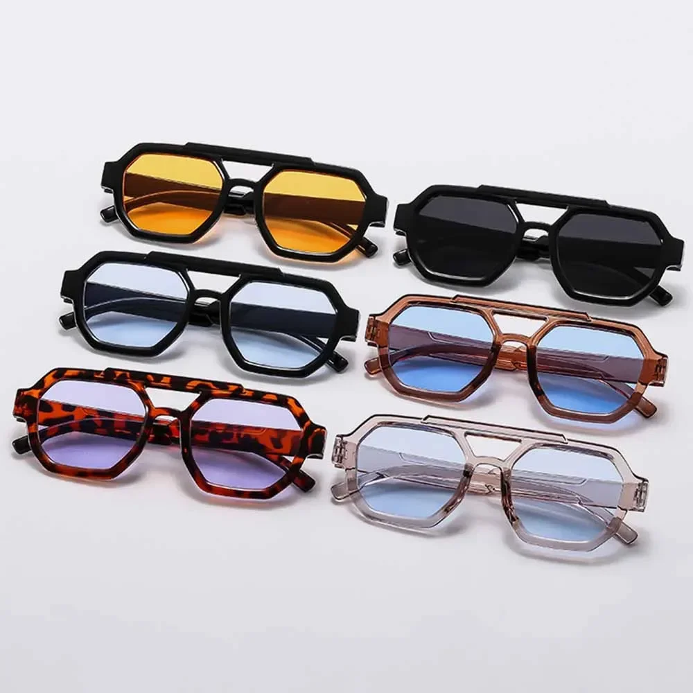 JNPCXI модные Двойные мосты женские многоугольные Квадратные Солнцезащитные очки