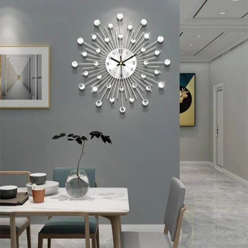 Минималистичные металлические настенные часы большие стеклянные Хрустальные