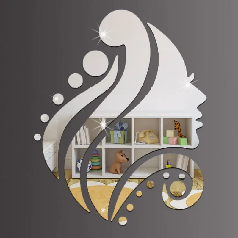 

Beauty Face Large Wall Sticker Mirror for Bedroom Decorative Wall Mirrors House Door Stickers Easy Mounting with Adhesive Film
