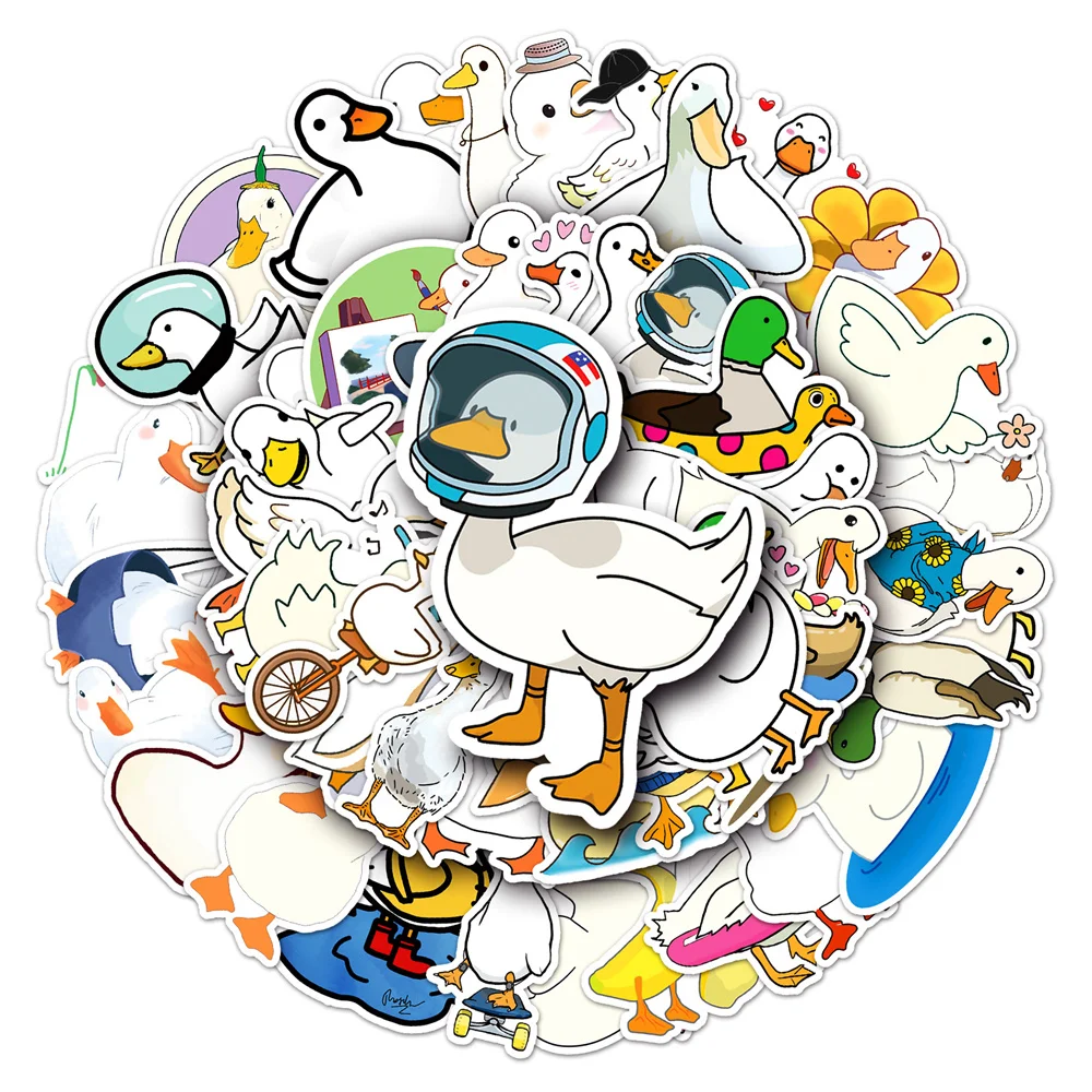 

10/30/50PCS Duck Animal Graffiti Waterproof Sticker Personalized Creative Decoration Trend Refrigerator CupGuitarHelmetWholesale