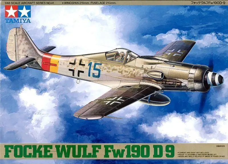 

Tamiya 61041 1/48 Scale Model Aircraft Kit Luftwaffe Focke-Wulf Fw 190 D-9 Model Building