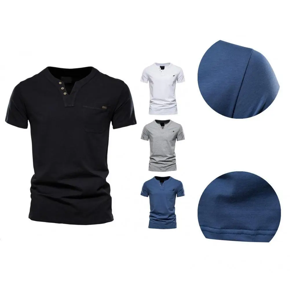 

V Neck Chic Casual Summer Top All Match Men Top Lightweight for Home