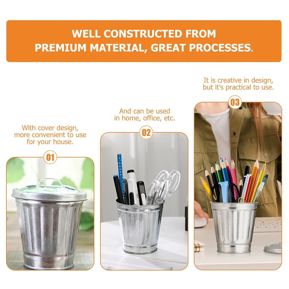 3 шт. мини-мусорный бак маленький металлический с крышкой цветочный горшок для