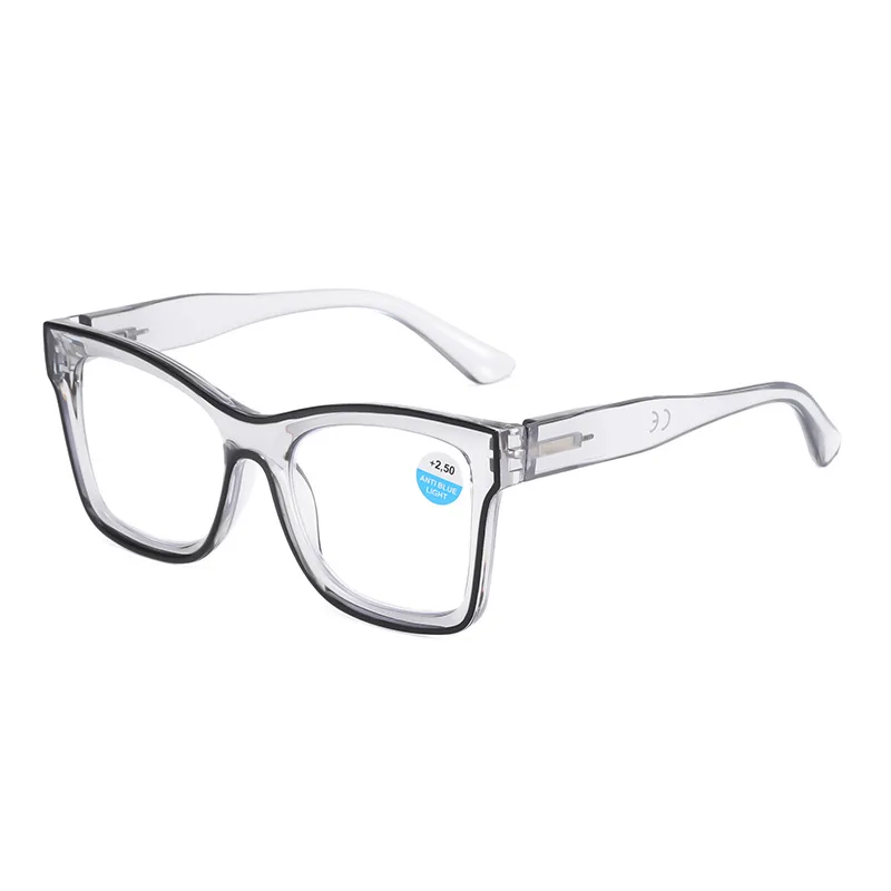 Модный дизайн большие квадратные очки для чтения синие блокирующие пружинные