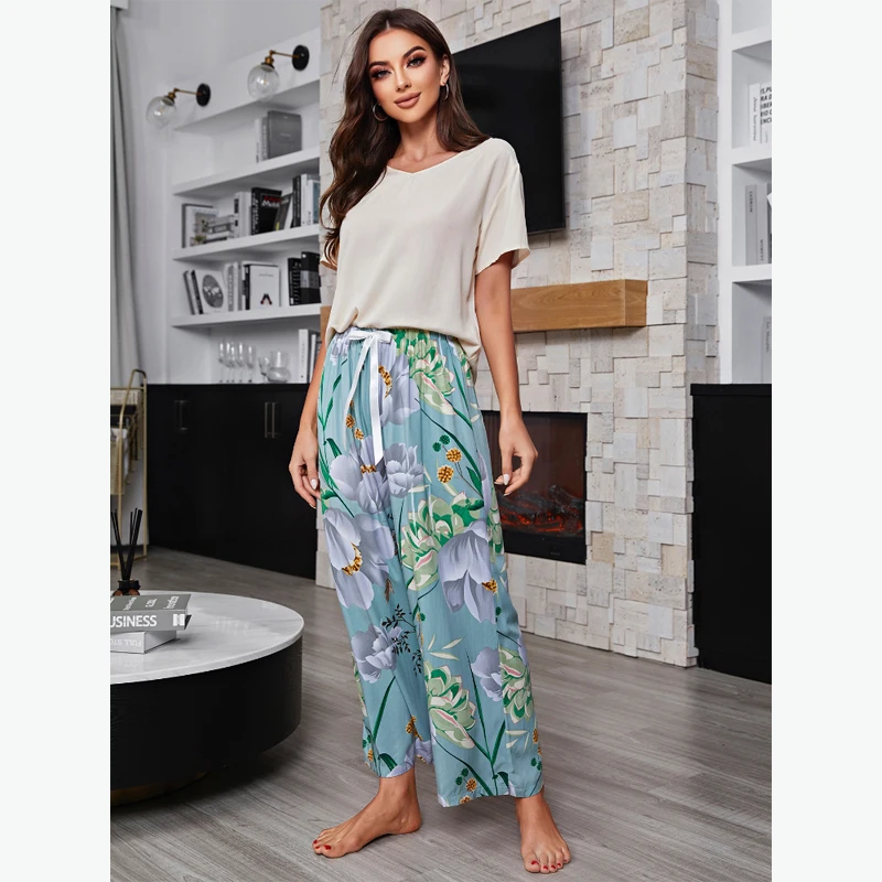MAYMOLI Loose Pajama Pants for Women Viscose Sleepwear Shorts Comfortable Breathable Sleeping Pants Fashion Home Loungewear