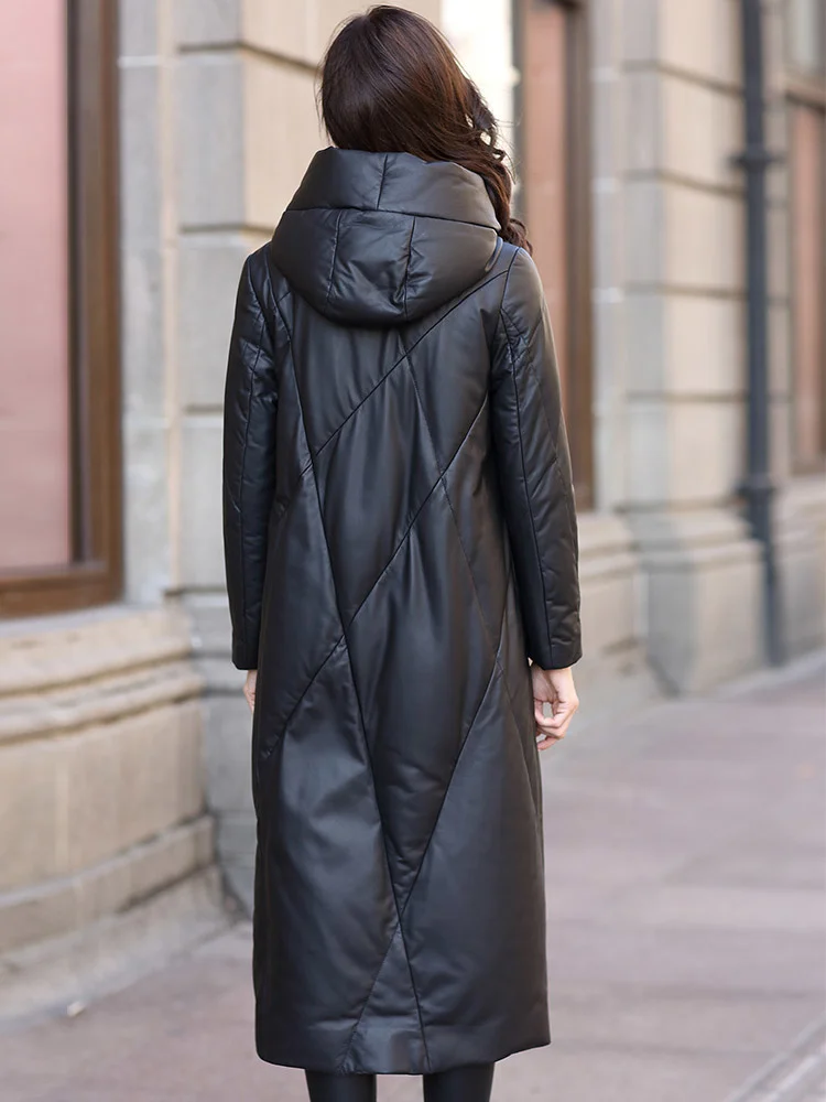 

Leather jacket,100% Genuine Leather Jacket Sheepskin Black Long Winter Jacket Women Clothes Luxury Thicken Warm Down Jackets2023