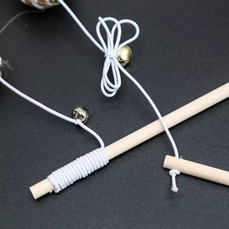 

Creative Wood Pet Toys Cat Teaser Rod Interactive Funny Cat Rod Linen Knitted Replacement Head Cat Accessories Pet Supplies